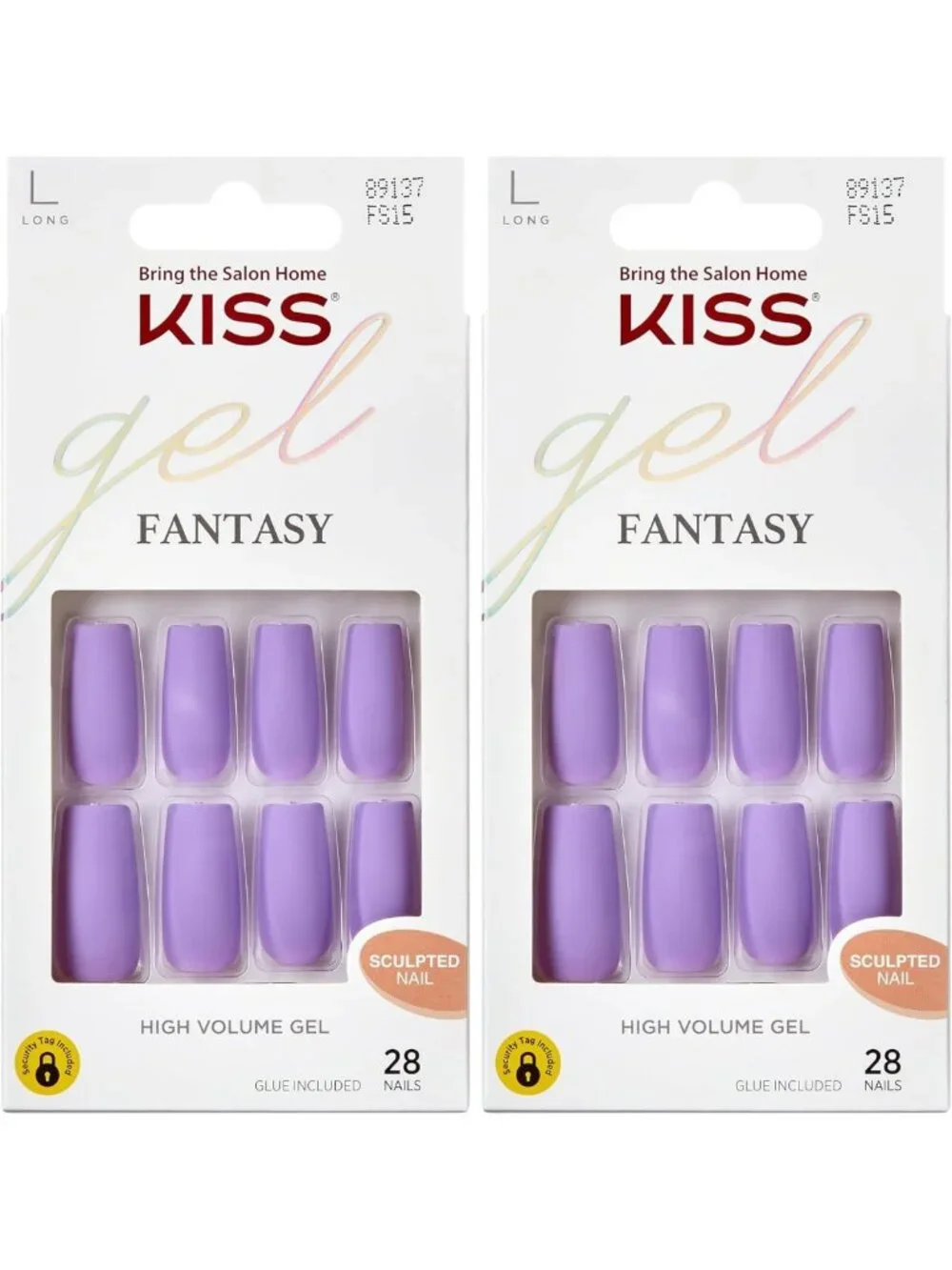Purple Long Square Press-On Nails Set with Glue, File & Manicure Stick - 28